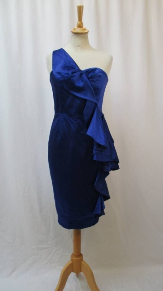 Coast Asymmetric Bow Occasion Dress Royal Blue Size: 8