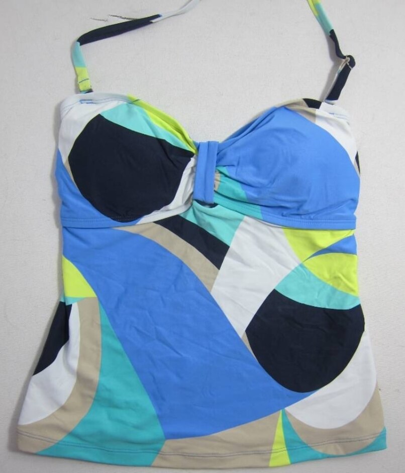 M&s Non Wired Bandeau Tankini Top Jade Mix Size: 14