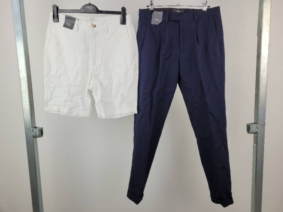 M&s 2pcs  Shorts & Dress Pants Bundle White/navy Size: 30