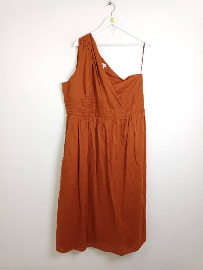 Autograph Nwot Women's Asymmetrical Neck Midi Dress Brown Size: 22