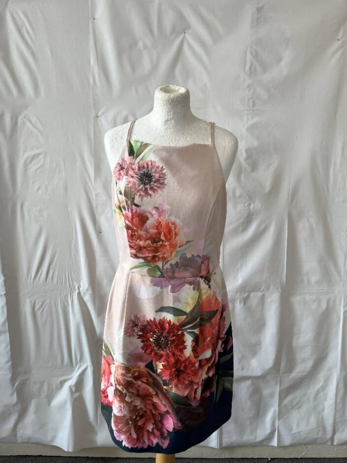 Oasis Short Strappy Dress Cream Size: 12