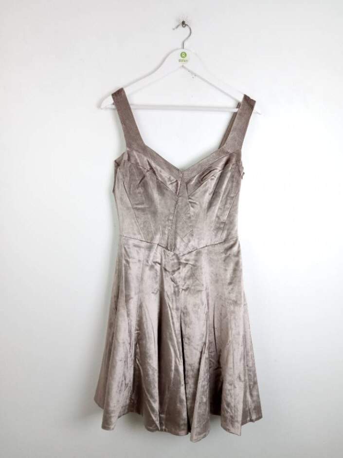 Karen Millen Sleeveless Velvet Dress Light Brown Size: 12