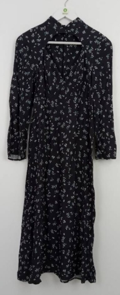 Fresha New Women's Ditsy Floral Loop Front Midi Dress Grey Size: S