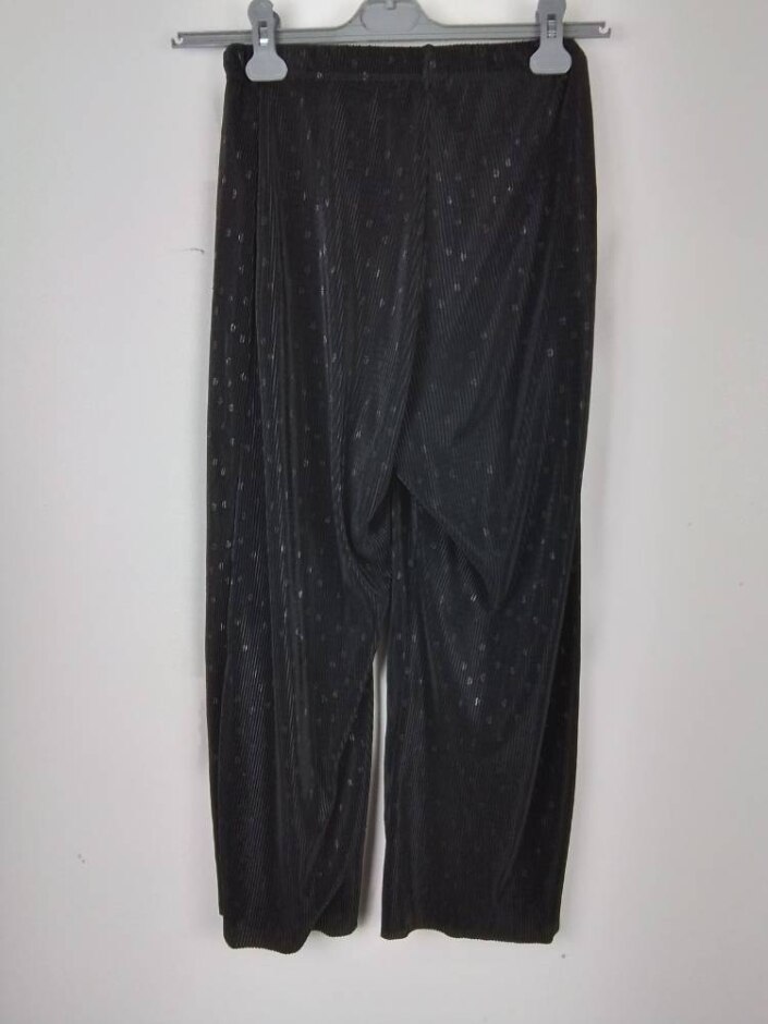 Topshop Wide Legs Ribbed Trousers Black Size: 6