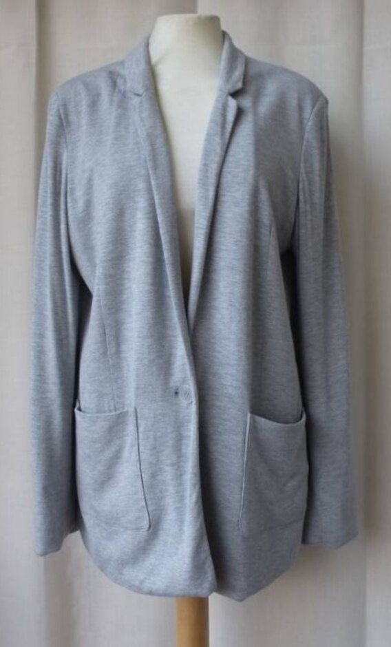Oasis Soft Jersey Blazer Jacket Grey Marl Size: 12