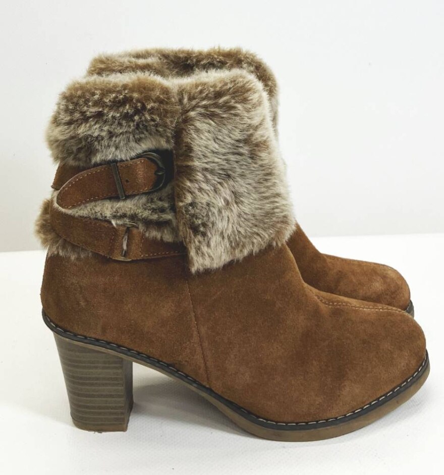 Shuropody Suede Liberty 23 Wide Fit Boots With Faux Fur Size 6 Tan Brown