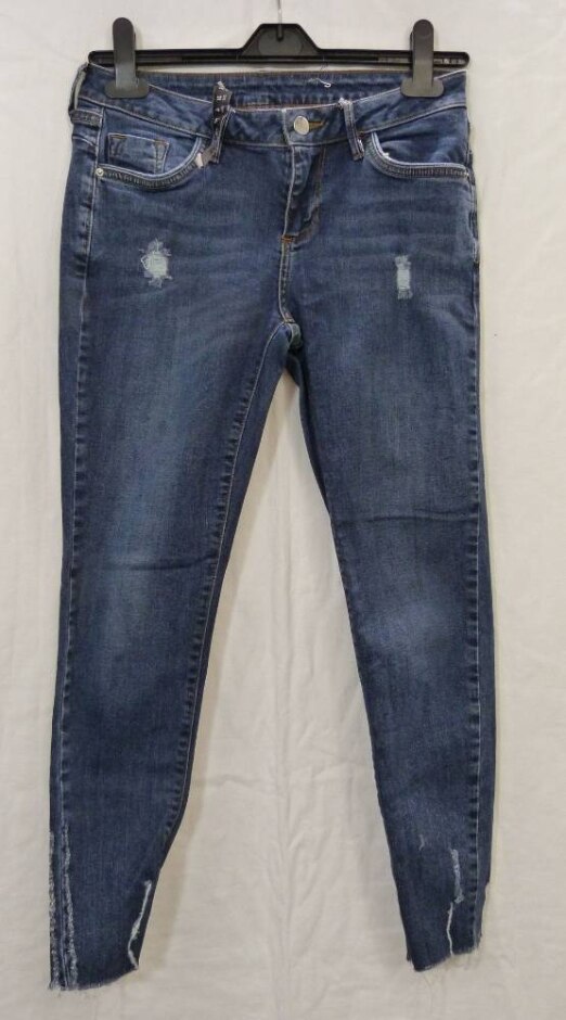 Denim & Co Ripped Skinny Jeans Navy Denim Size: 8