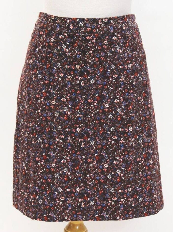 Woolovers Floral Cord Mini Skirt Burgundy Size: 18