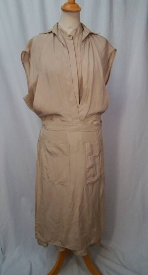 Zara Sleeveless Shift Dress Taupe Size: 12