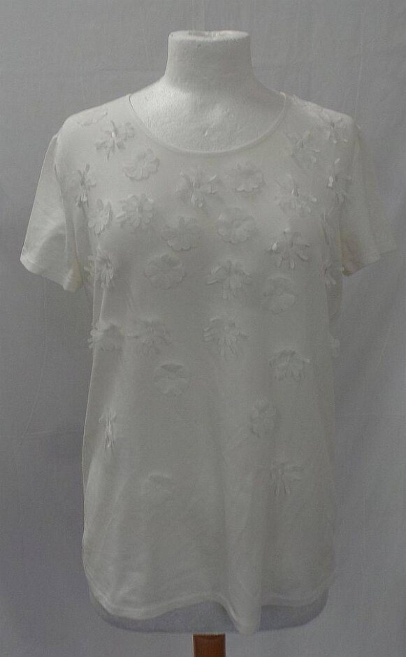 Weekend Max Mara  Floral Applique Top White Size: M