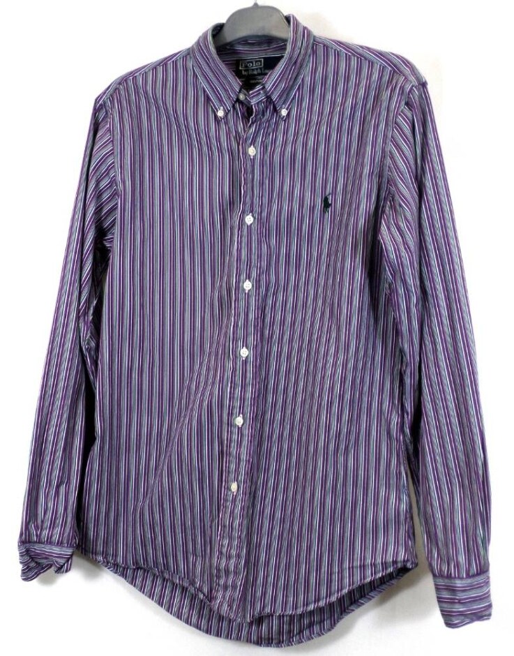 Polo Ralph Lauren Custom Fit Stripe Shirt Purple Size: S