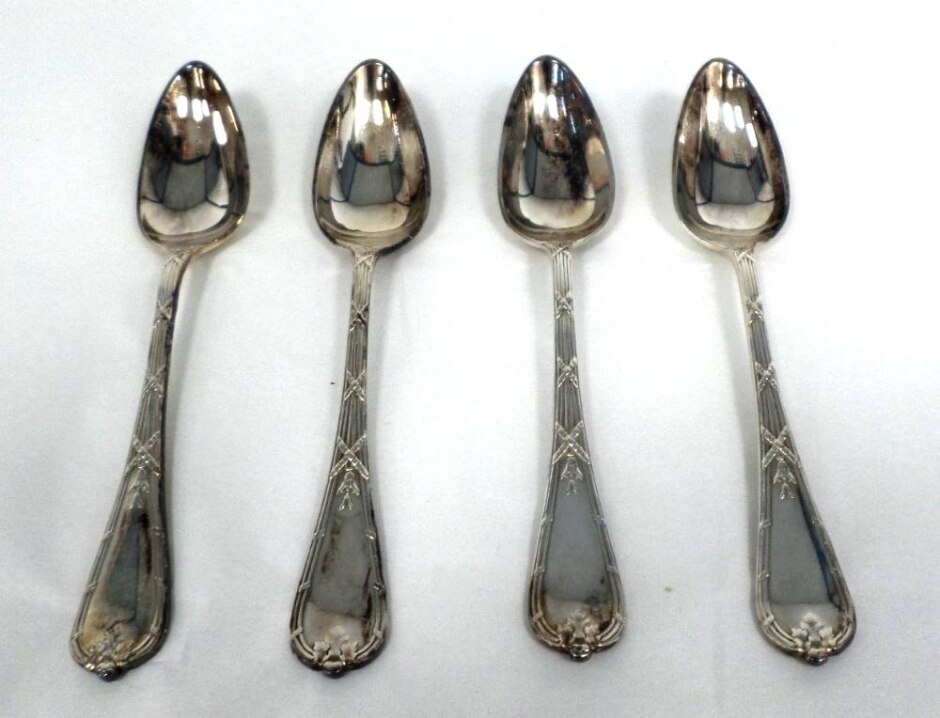 Cutlery Elkington Silver Plated Sheffield Pattern Victorian Circa 1890 - Set Of 4 Dessert Spoons