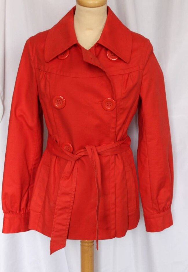 Phase Eight Double Breasted Short Trench Coat/jacket Orange Size: 10