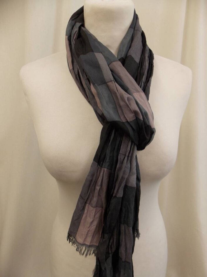 Grey Check Scarf