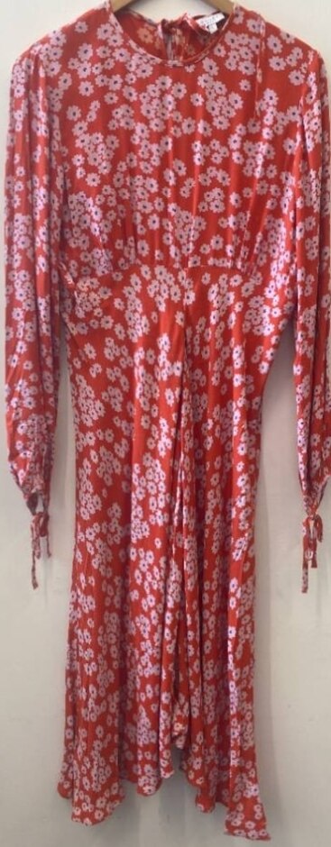 Ghost Long Sleeve Maxi Dress Red/pink Size: M
