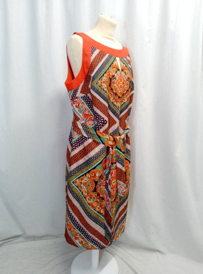 Per Una Summer Dress Orange Mix Size: 16