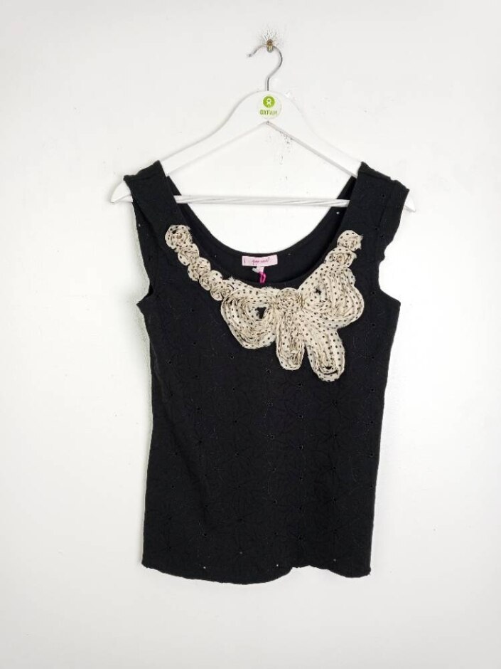 Peruna New Women's Sleeveless  Floral Patchwork Top Black Size: 12