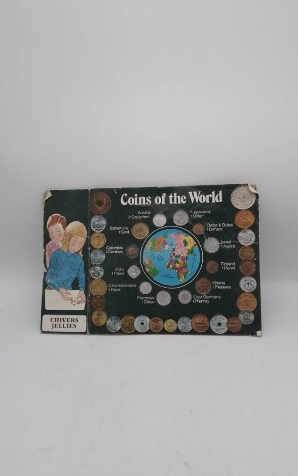 Coins Of The World, Chivers Jellies Advertising 1971, 12 Coins Set Into Card