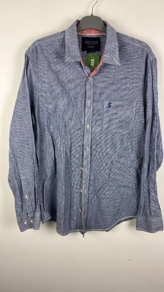 Joules Mens Linen Cotton Shirt Blue Size: M
