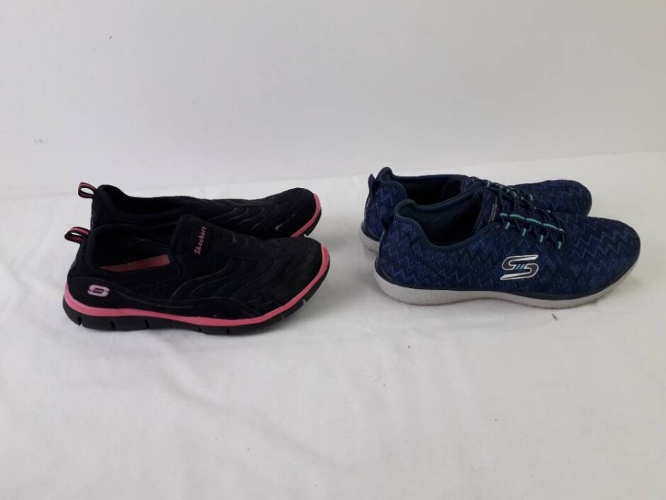 Sketcher's Women's 2xbundle Mesh Slip On Trainers Size 3.5 Black Blue
