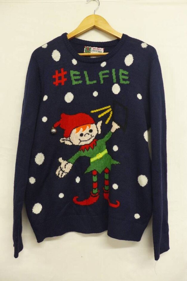 Cedar Wood State Christmas Elf Jumper Blue Size: L