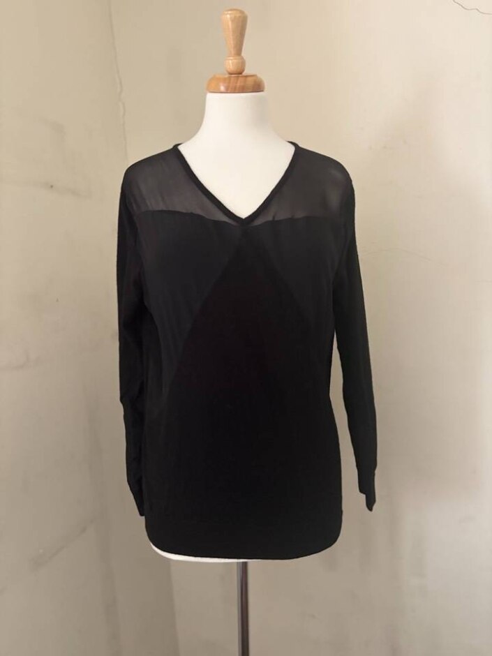 Sandro Women Long Sleeve 90% Wool Black Size: S