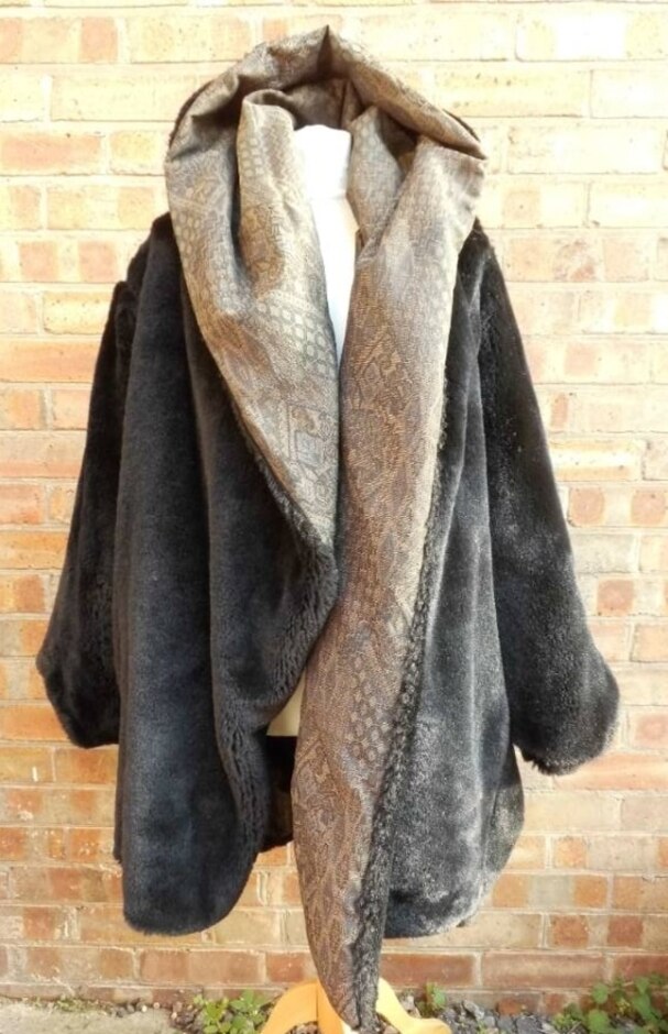 Wallis Exclusive Faux Fur/wool Reversible Coat Black Size: 12