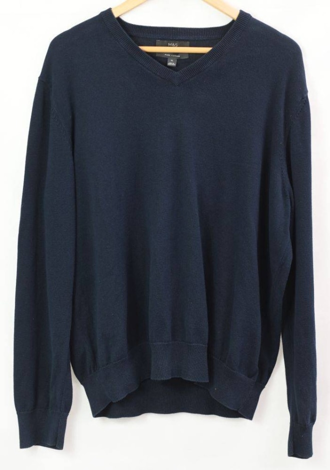 M&s Marks & Spencer Cotton Jumper Navy Size: Xl