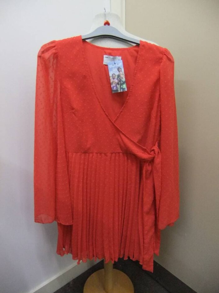 Asos Design Crossover Upper Dress Red Size: 10