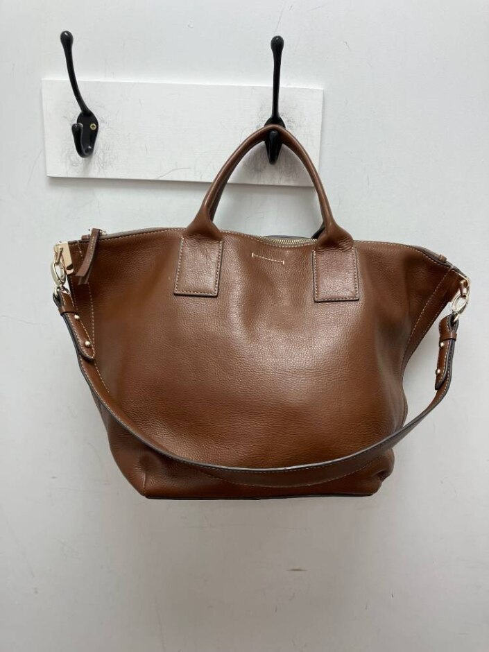 Oushka Brown Leather Tote Handbag