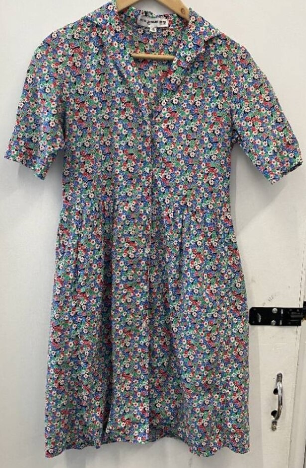 Ines De La Fressange Uniqlo Floral Print Mini Dress Green/blue/red Size: Xs
