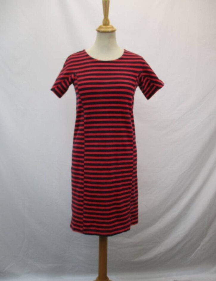 J Crew Mini T-shirt Striped Dress Navy & Red Size: 6