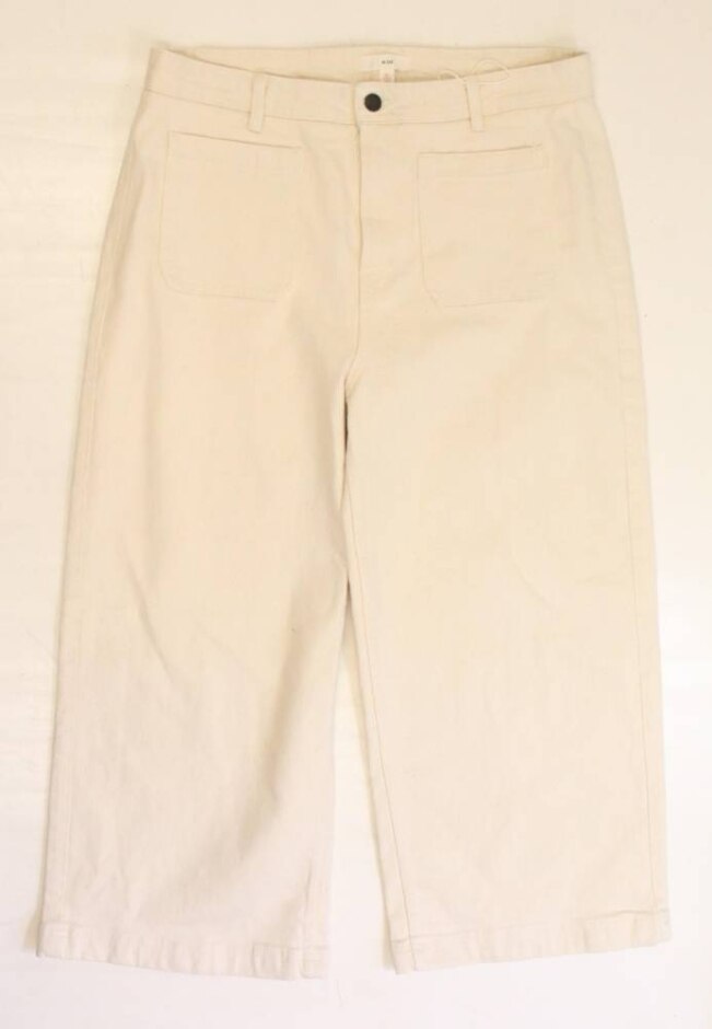 M&s Marks & Spencer Bnwot Tall Wide Leg Crop Jeans Cream Size: 16