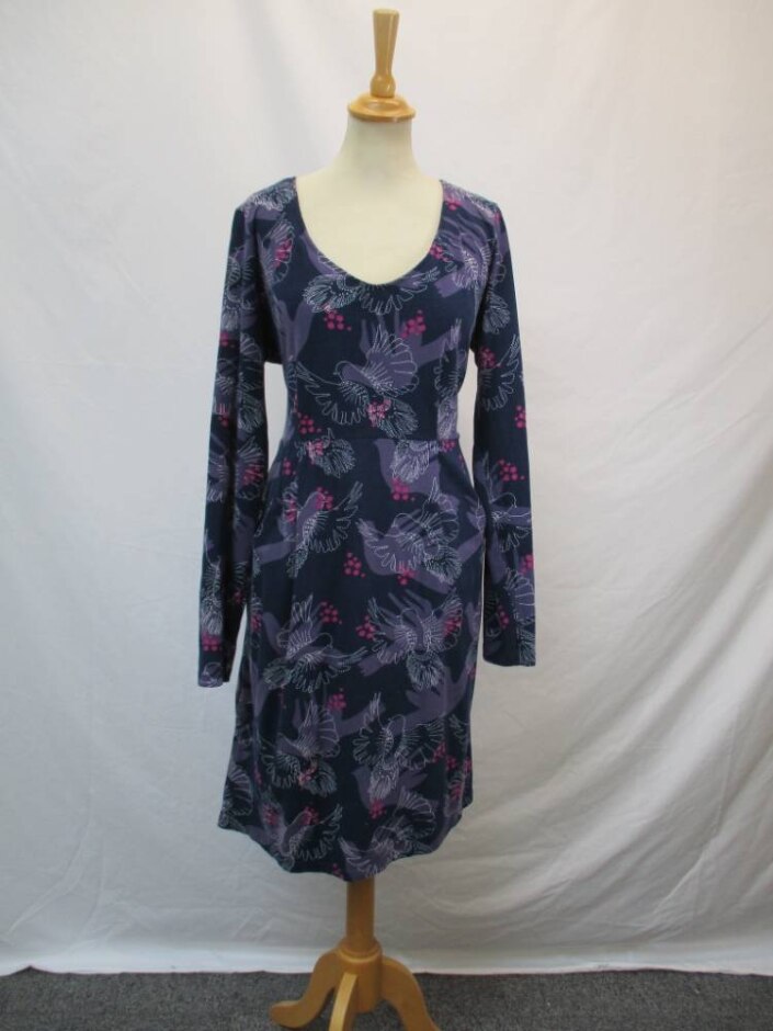 Lazy Jacks Casual Long Sleeve Dress Blue Mix Size: 14