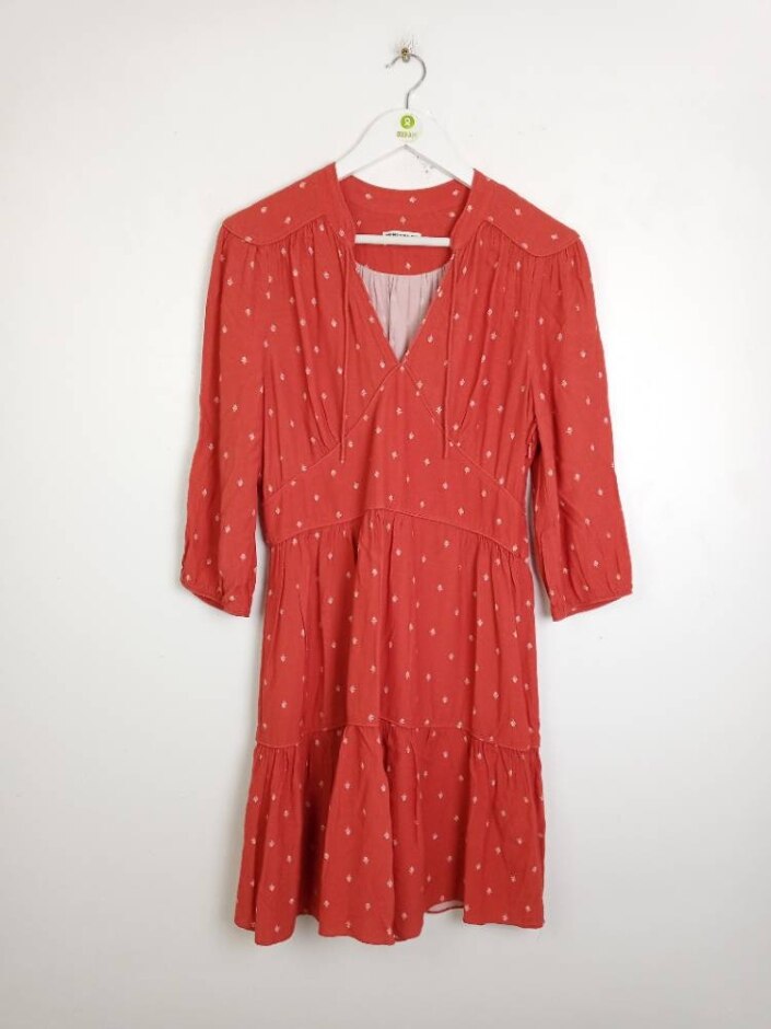 Whistles Bohemian V-neck Dress Burnt Orange Size: 14