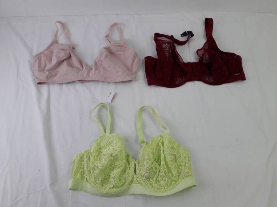 M&s Marks & Spencer Unpadded Bras X 3 Lace Pink Yellow Red Size: 36d