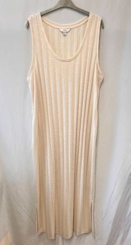 M&s Marks & Spencer Knitted Casual Dress Cream Size: 20