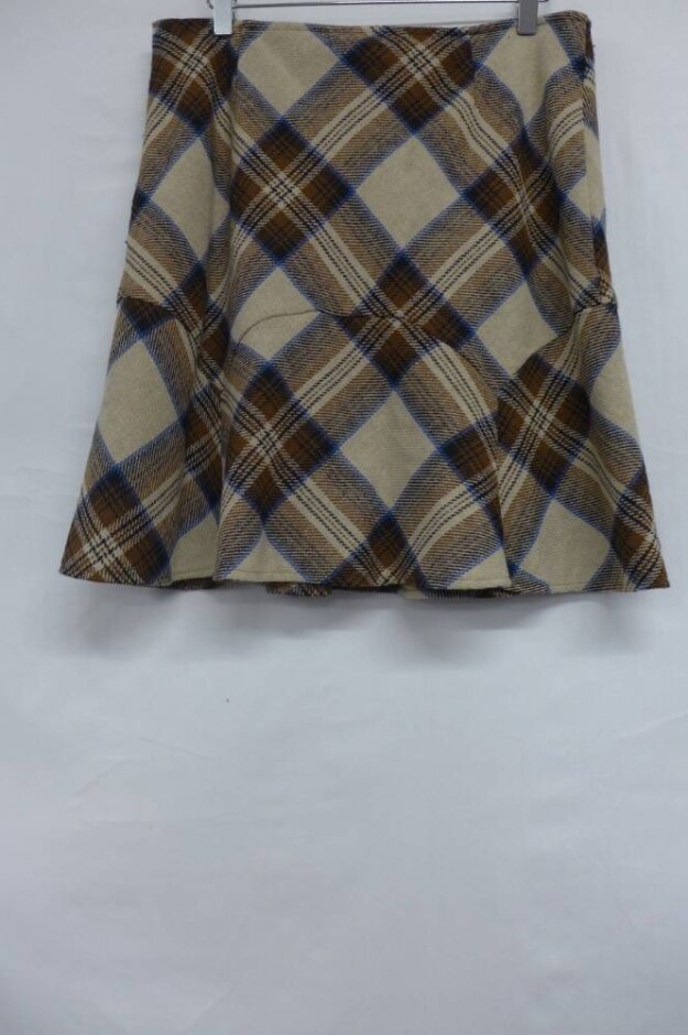 Per Una Plaid Midi Skirt Cream & Brown Size: 14