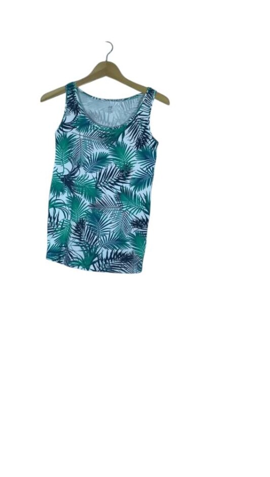 H&m Palm Leaf Print Top Turquoise Size: S