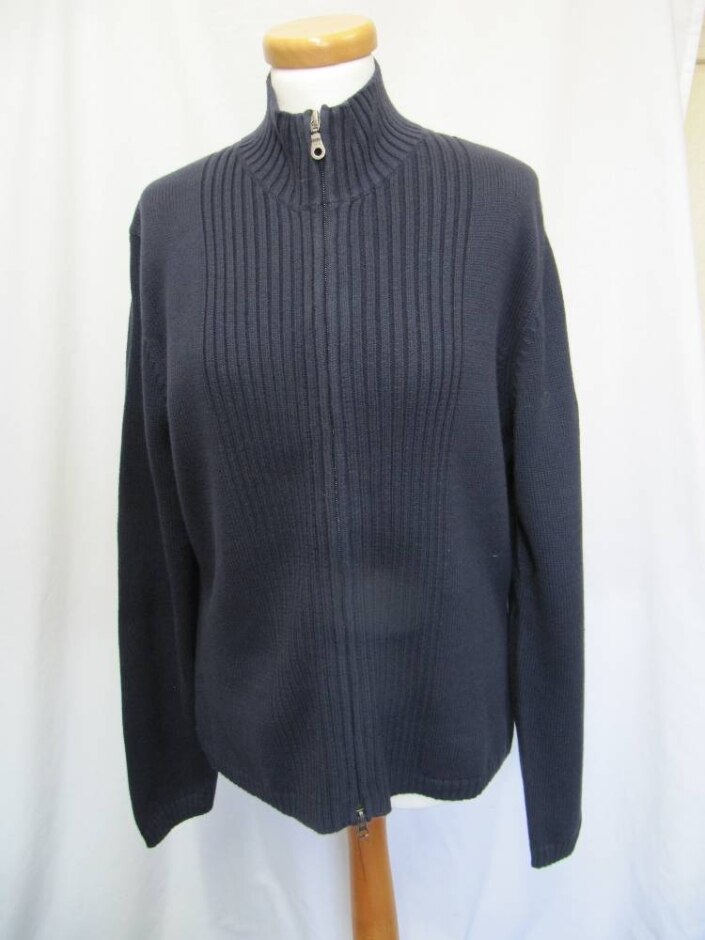 Lands' End Full Zip Jumper Navy Blue Size: 16