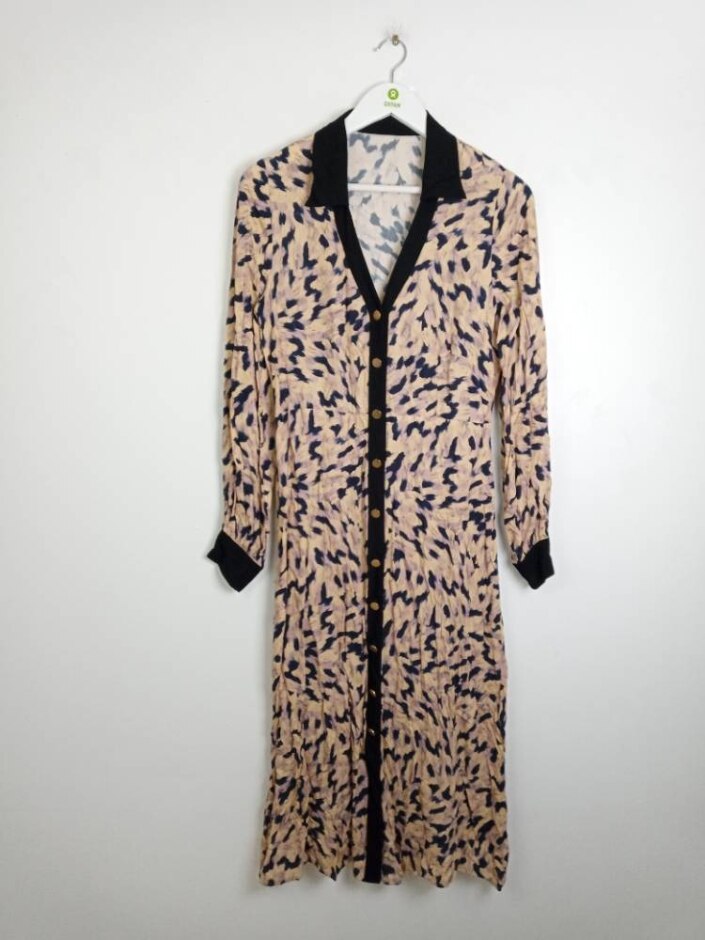 Fresha London Long Sleeve Shirt Dress Beige Size: S