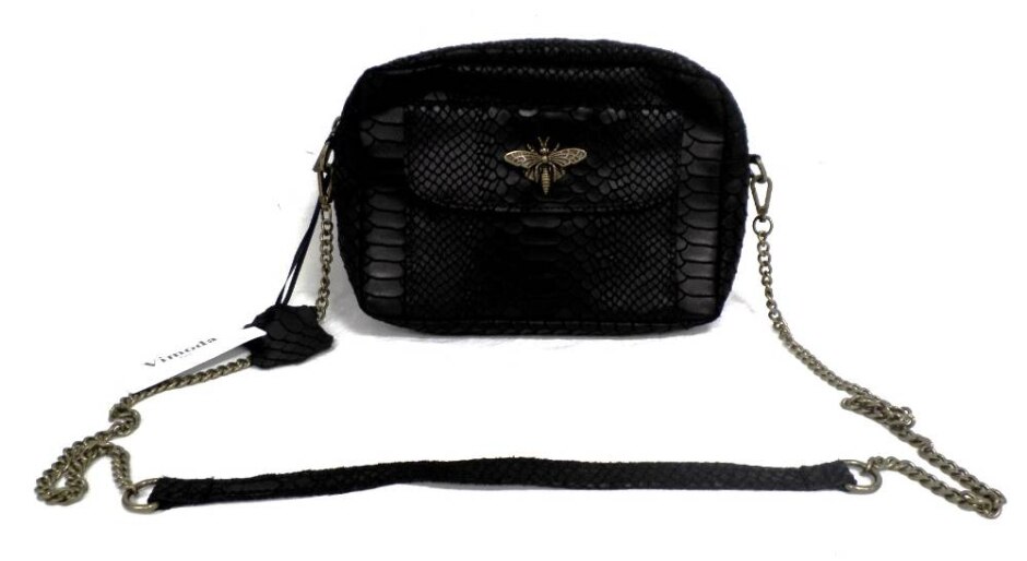 New - Vimoda Black Leather Cross-body Handbag
