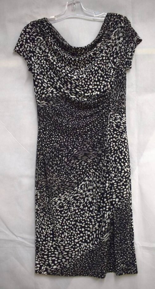Linea Spot Jersey Occasion Dress Black & White Size: 12