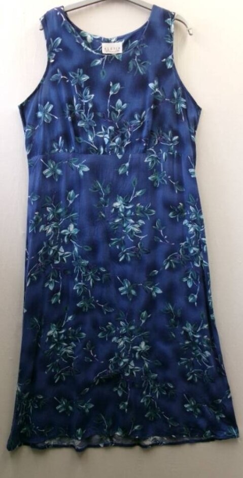 Alesia International Dress Blue Floral Size: L