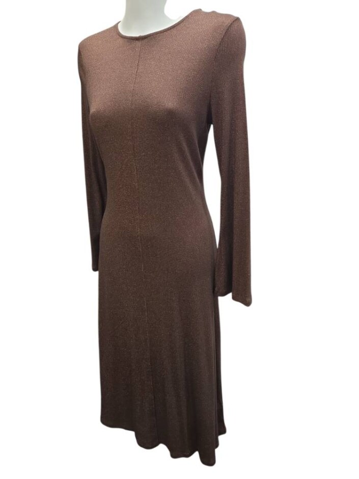 M&s Collection Shimmering Knit Party Dress Bronze Size: 10