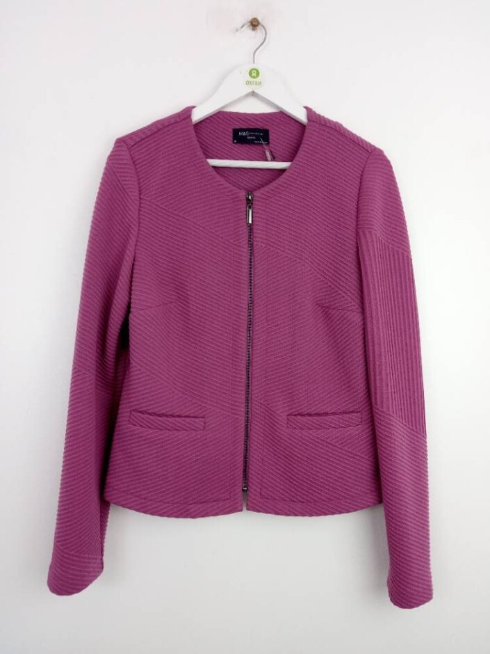 M&s Collection New Slim Fit Ribbed Blazer Purple Size: 12