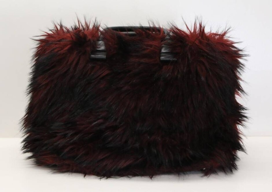 As New Marc Jacobs Red And Black Faux Fur And Leather Tote Bag