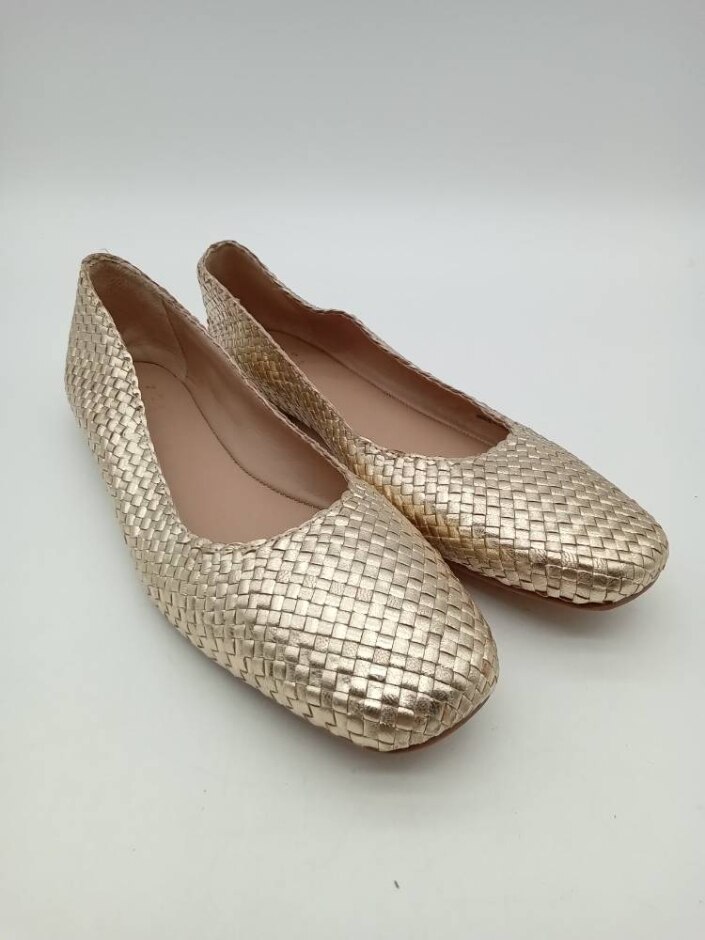 John Lewis & Partners Woven Ballet Flats Size 7 Gold