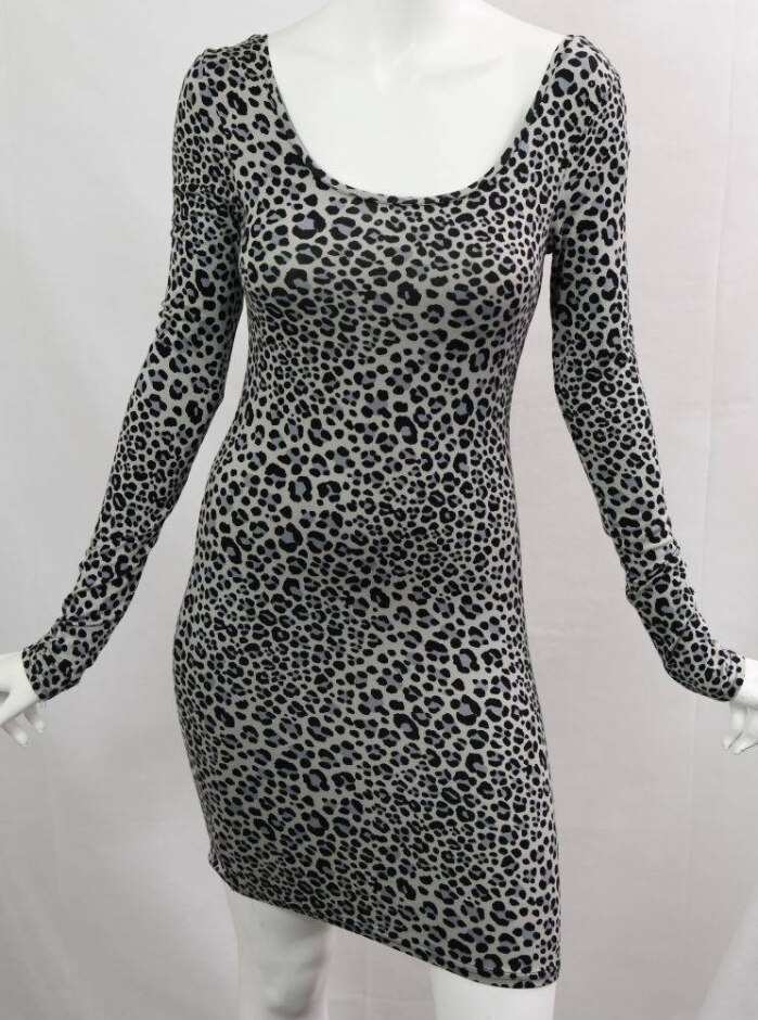 Divided Long Sleeve Bodycon Dress Animal Print Size: 10