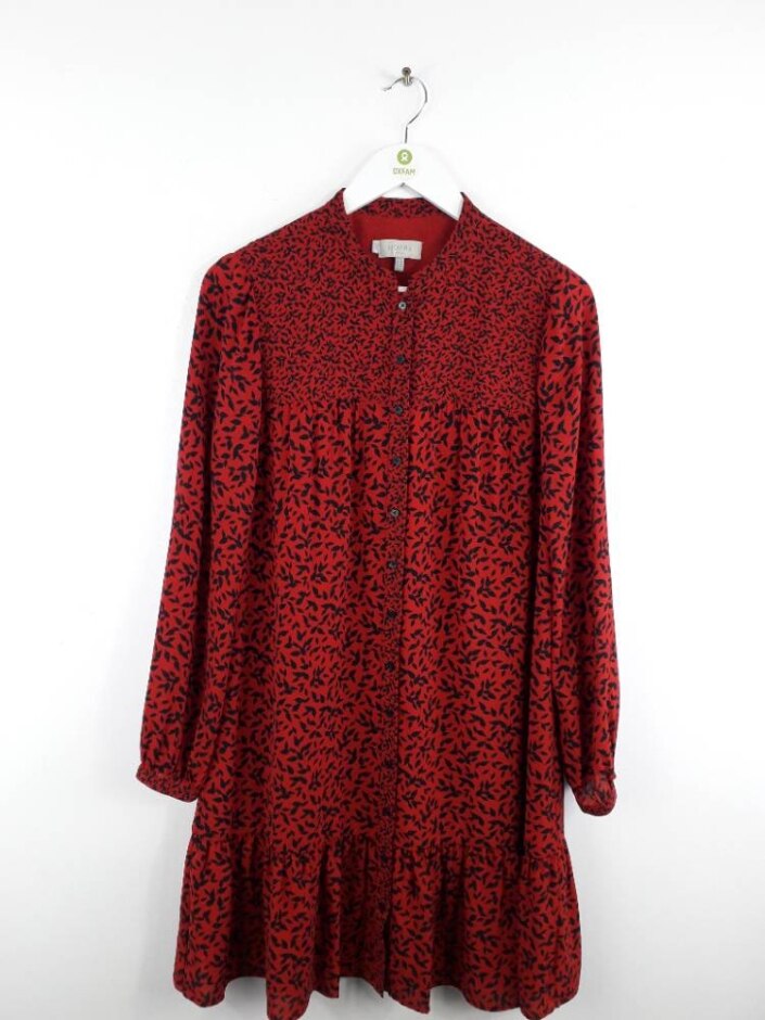 Hobbs Button Down Dress Red Mix  Size: 10